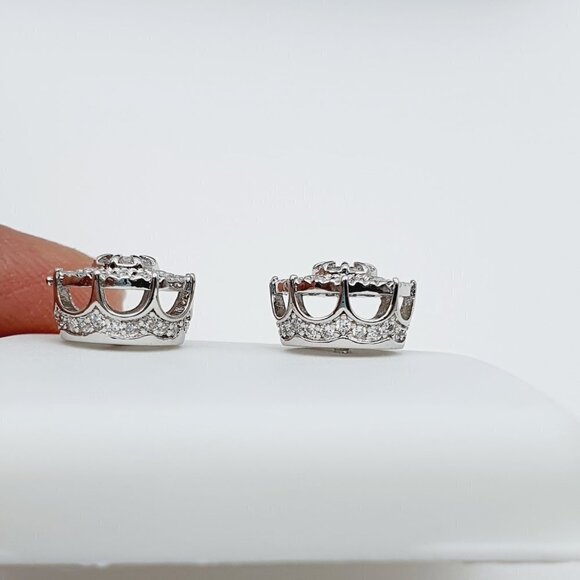 "925 Sterling Silver Plated CZ Earrings, EVBRS476 - Picture 4 of 9